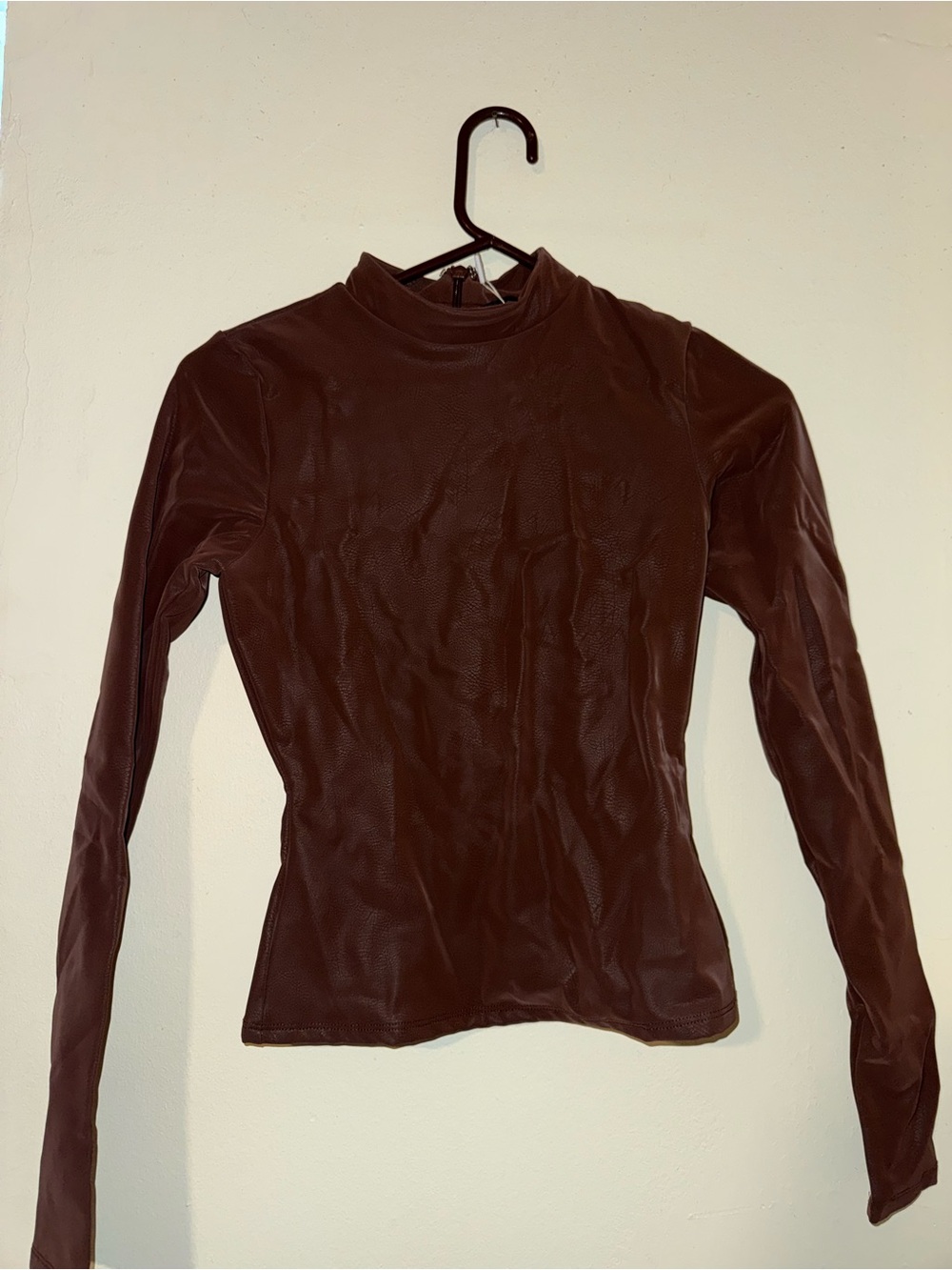 naked wardrobe Brown Long-Sleeve Mock Neck Top